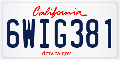 CA license plate 6WIG381