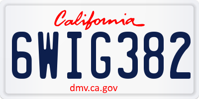 CA license plate 6WIG382