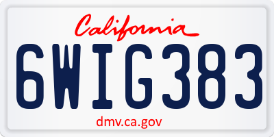 CA license plate 6WIG383