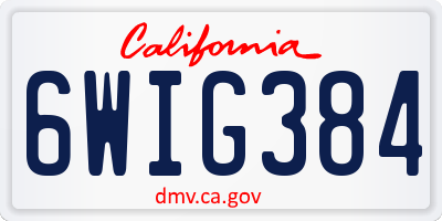 CA license plate 6WIG384
