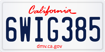 CA license plate 6WIG385