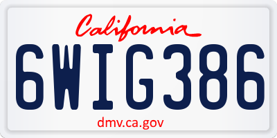 CA license plate 6WIG386