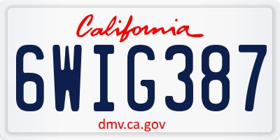 CA license plate 6WIG387