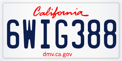 CA license plate 6WIG388