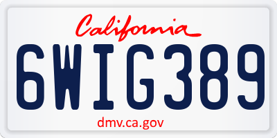 CA license plate 6WIG389