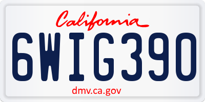 CA license plate 6WIG390