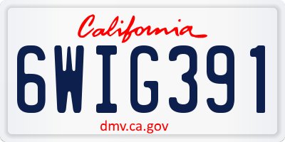 CA license plate 6WIG391