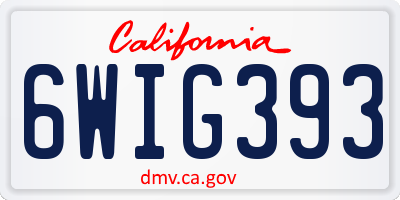 CA license plate 6WIG393