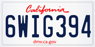 CA license plate 6WIG394