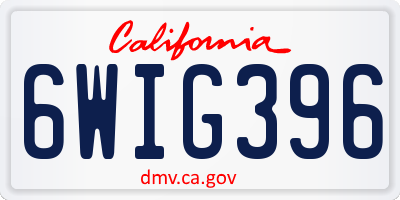 CA license plate 6WIG396