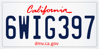 CA license plate 6WIG397