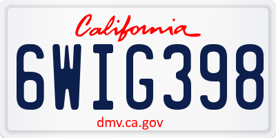 CA license plate 6WIG398