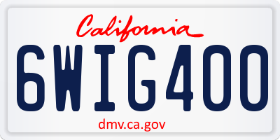 CA license plate 6WIG400