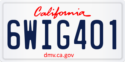 CA license plate 6WIG401
