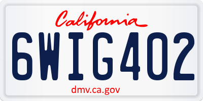 CA license plate 6WIG402