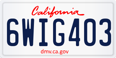 CA license plate 6WIG403