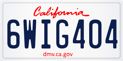 CA license plate 6WIG404