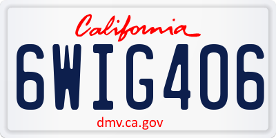 CA license plate 6WIG406