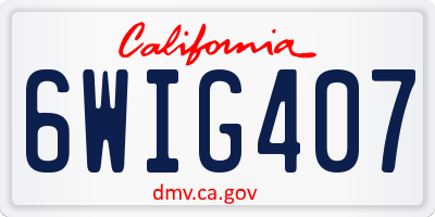 CA license plate 6WIG407