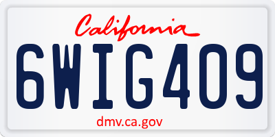 CA license plate 6WIG409