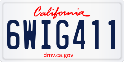 CA license plate 6WIG411