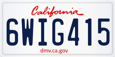 CA license plate 6WIG415
