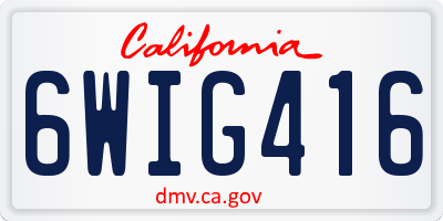 CA license plate 6WIG416