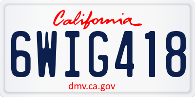 CA license plate 6WIG418