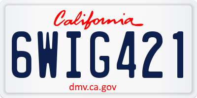 CA license plate 6WIG421