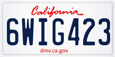 CA license plate 6WIG423