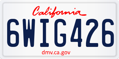 CA license plate 6WIG426