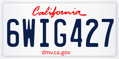 CA license plate 6WIG427