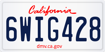 CA license plate 6WIG428