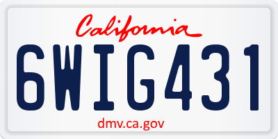 CA license plate 6WIG431