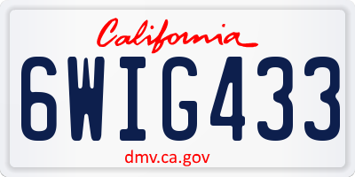 CA license plate 6WIG433