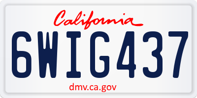 CA license plate 6WIG437