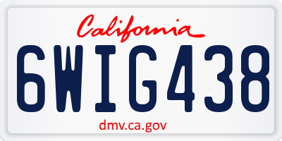 CA license plate 6WIG438
