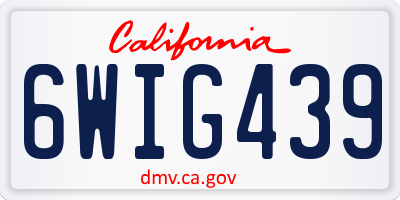 CA license plate 6WIG439
