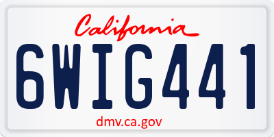 CA license plate 6WIG441