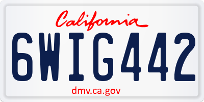 CA license plate 6WIG442