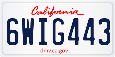CA license plate 6WIG443