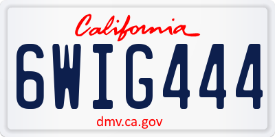 CA license plate 6WIG444