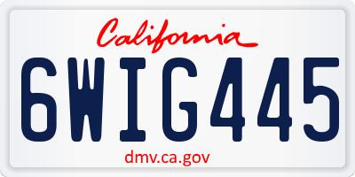 CA license plate 6WIG445