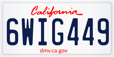 CA license plate 6WIG449