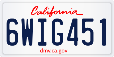 CA license plate 6WIG451