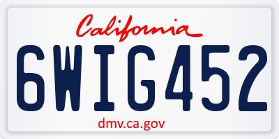CA license plate 6WIG452