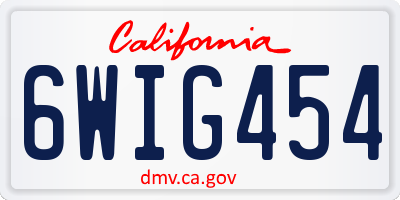 CA license plate 6WIG454