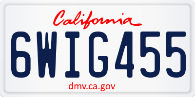 CA license plate 6WIG455