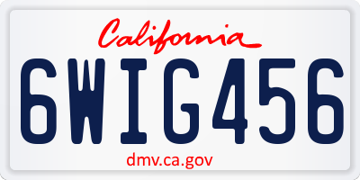 CA license plate 6WIG456