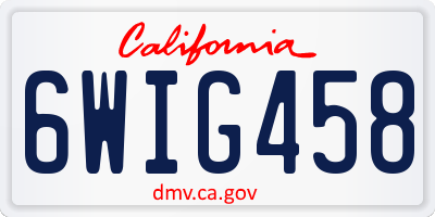 CA license plate 6WIG458